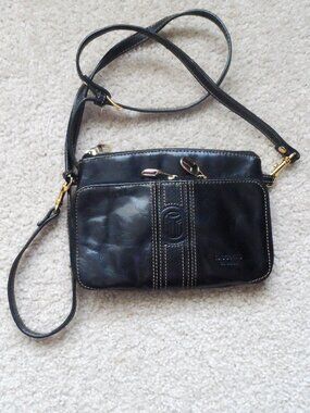 vintage 90s Tuscan's black Italian leather small crossbody shoulder bag